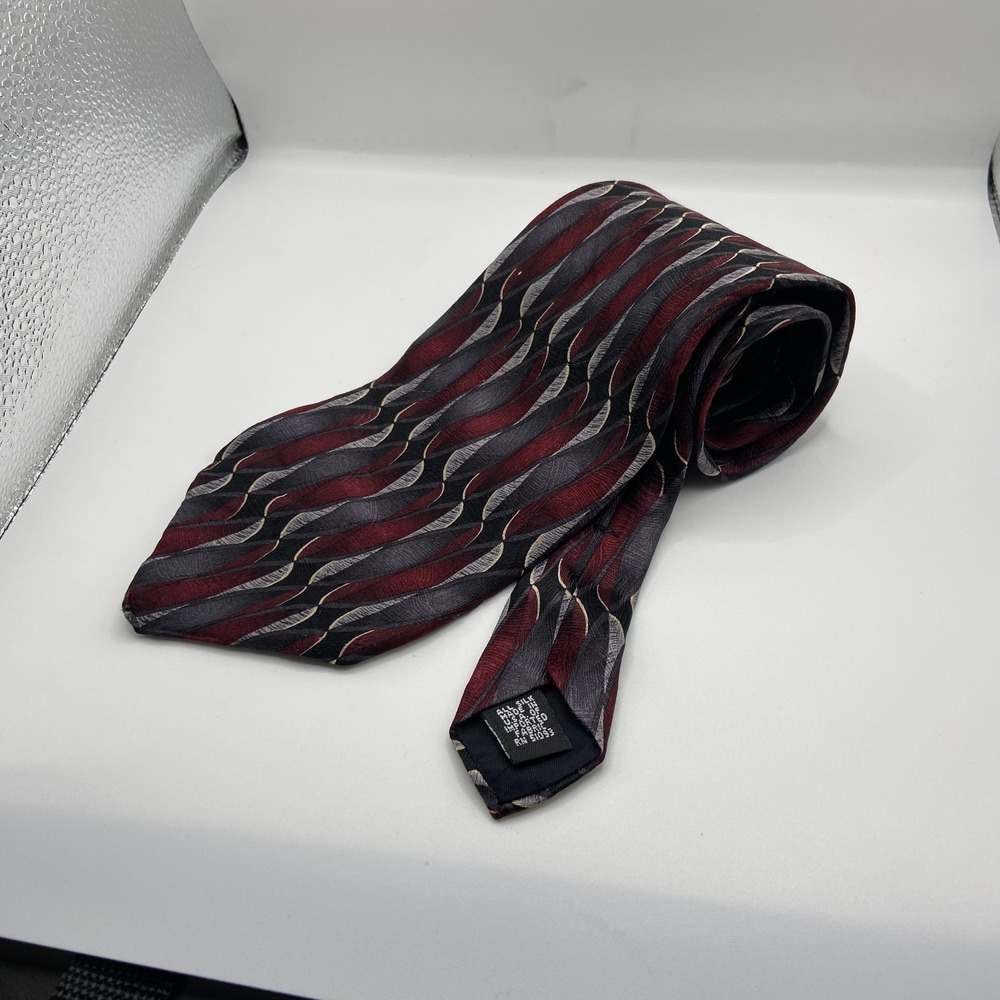 Allyn Saint George Designer Necktie Men Multi Abstract Wave Silk Office Business